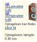 eksempel på lydfiler på en optagelsesside